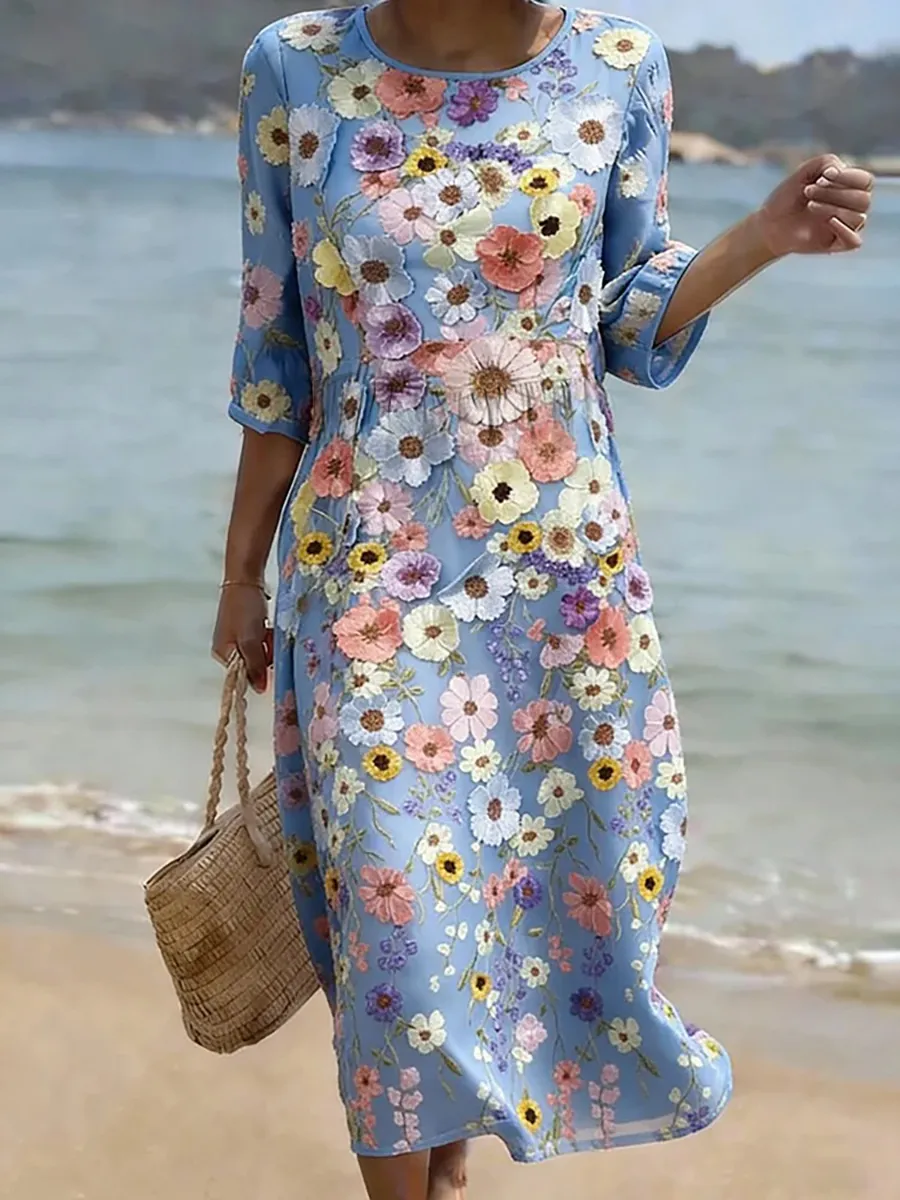 Vestido informal de mulher com estampado floral