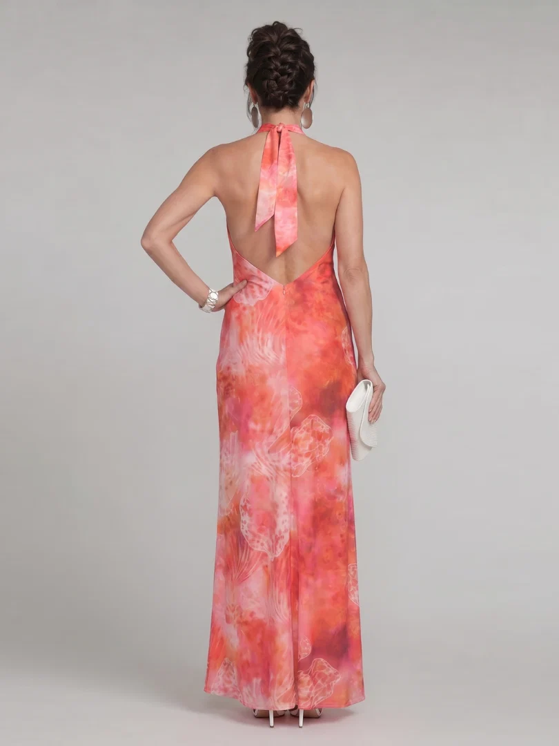 Coraline | Vestido Maxi de Padrão Impresso com Decote Halter - Image 5