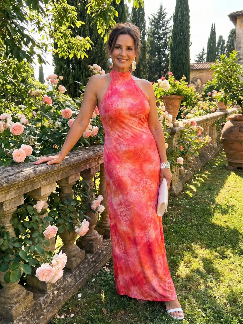 Coraline | Vestido Maxi de Padrão Impresso com Decote Halter - Image 6