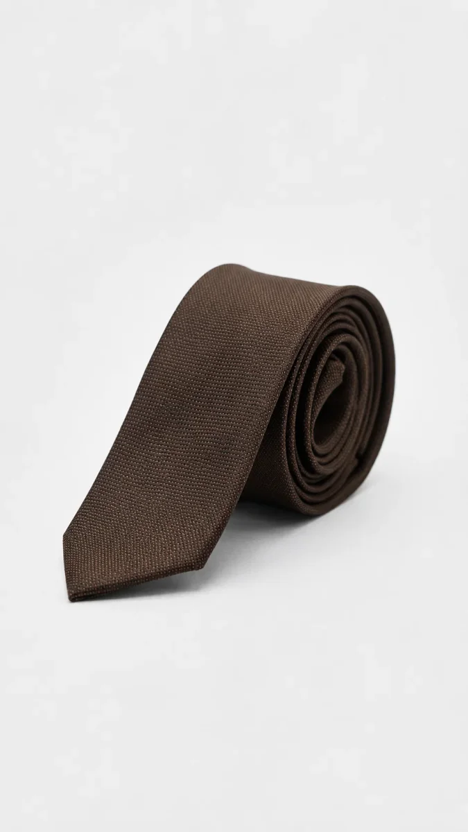Gravata Skinny Castanha Com Pontilhado - Image 2