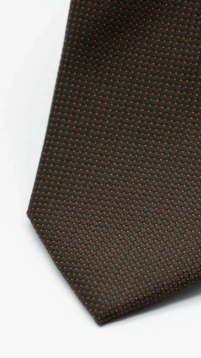Gravata Skinny Castanha Com Pontilhado - Image 3