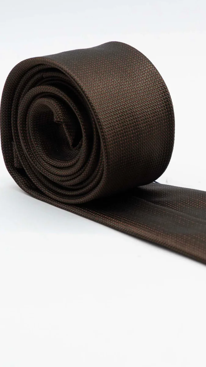 Gravata Skinny Castanha Com Pontilhado - Image 5
