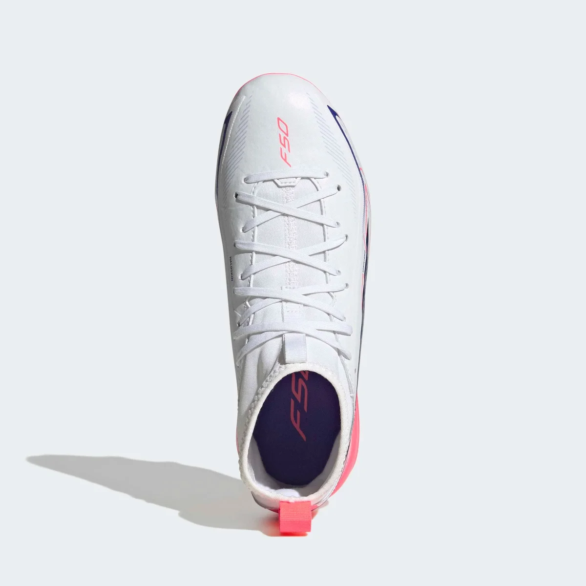 Chuteiras Adidas F50 Hyperfast League Mid FG Júnior Branco/Rosa - Image 3