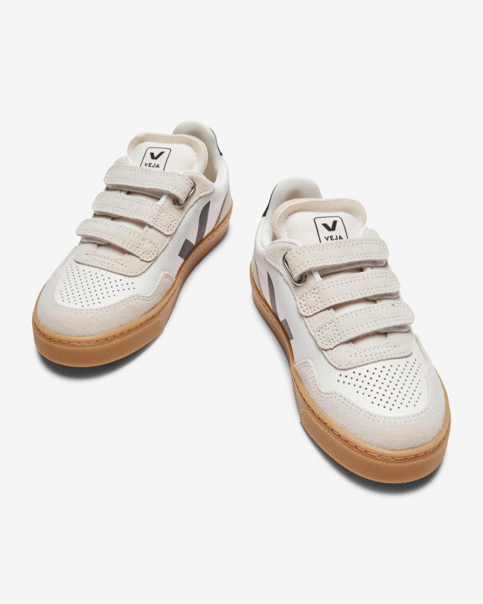 Sapatilha Veja Criança Small V-90 O.T Leather Branco/Preto - Image 3