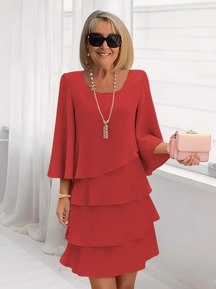 Elsa – Vestido elegante e fluido com volantes - Image 4