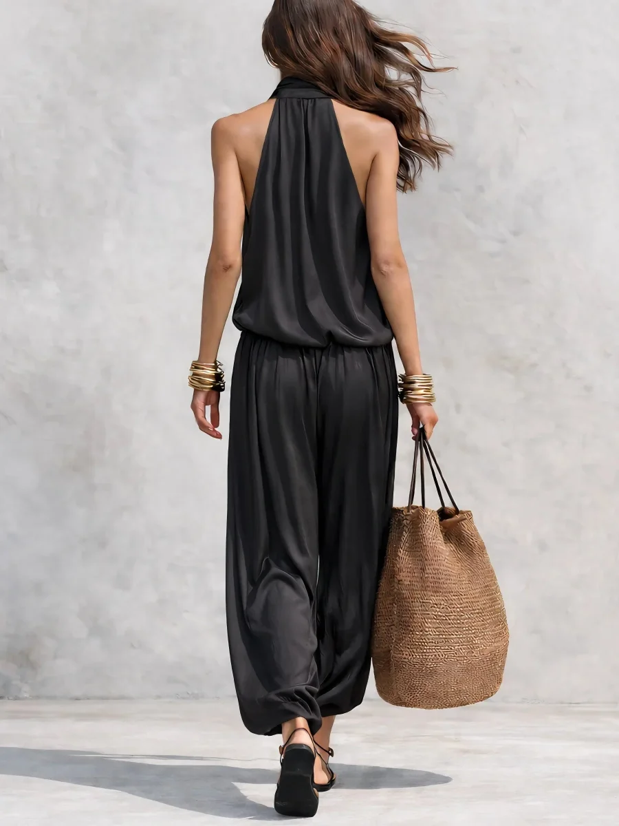 Serena- Conjunto de Top Halter e Calças Plissadas - Image 3