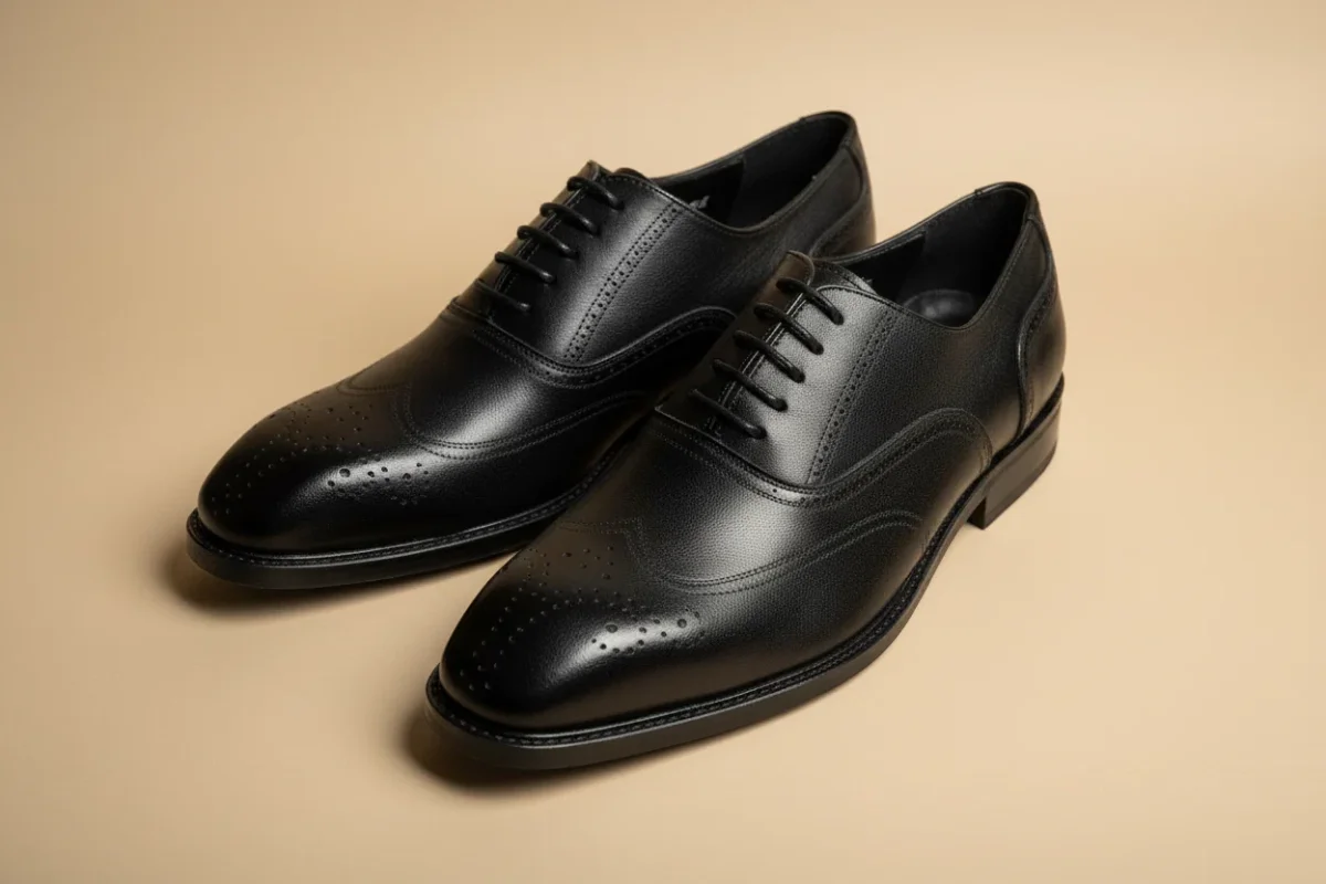 Sapatos Oxford Brogue Pretos em Couro - Estilo Clássico - Image 5