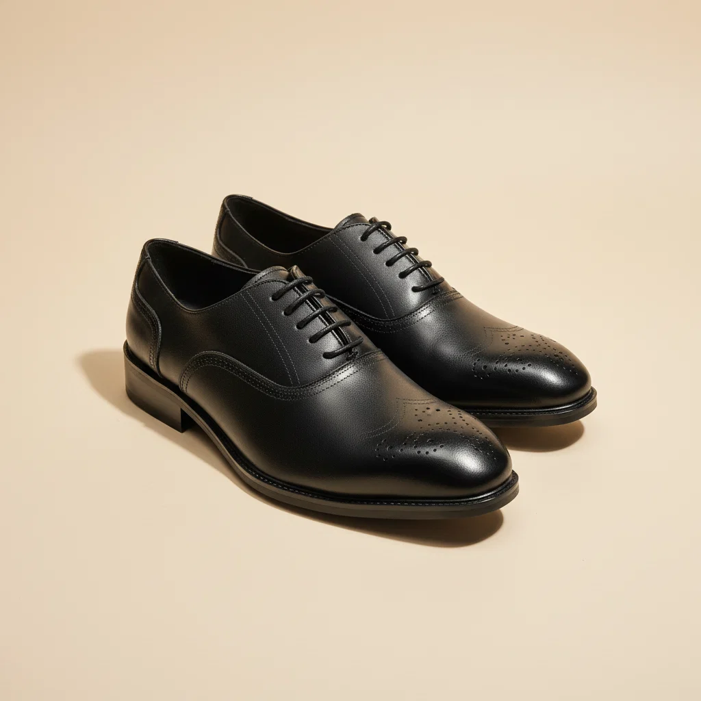Sapatos Oxford Brogue Pretos em Couro - Estilo Clássico - Image 2