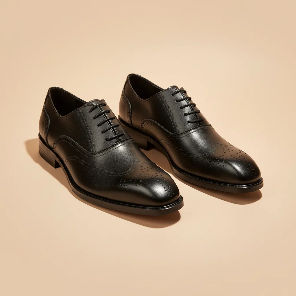 Sapatos Oxford Brogue Pretos em Couro - Estilo Clássico - Image 8