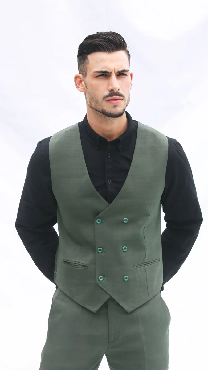 Fato Verde Oliva Elegante Slim Fit - 3 Peças - Image 7